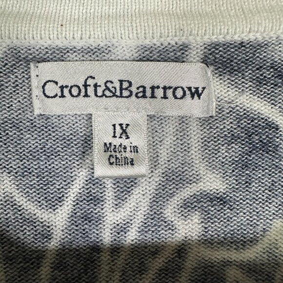 Croft & Barrow Floral Print Top Women's Plus 1X Blue White 3/4 Sleeve Blouse - Picture 8 of 12